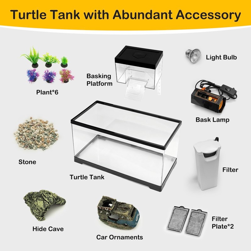 Clioran Turtle Tank Kit with Basking Platform,All in One Turtle