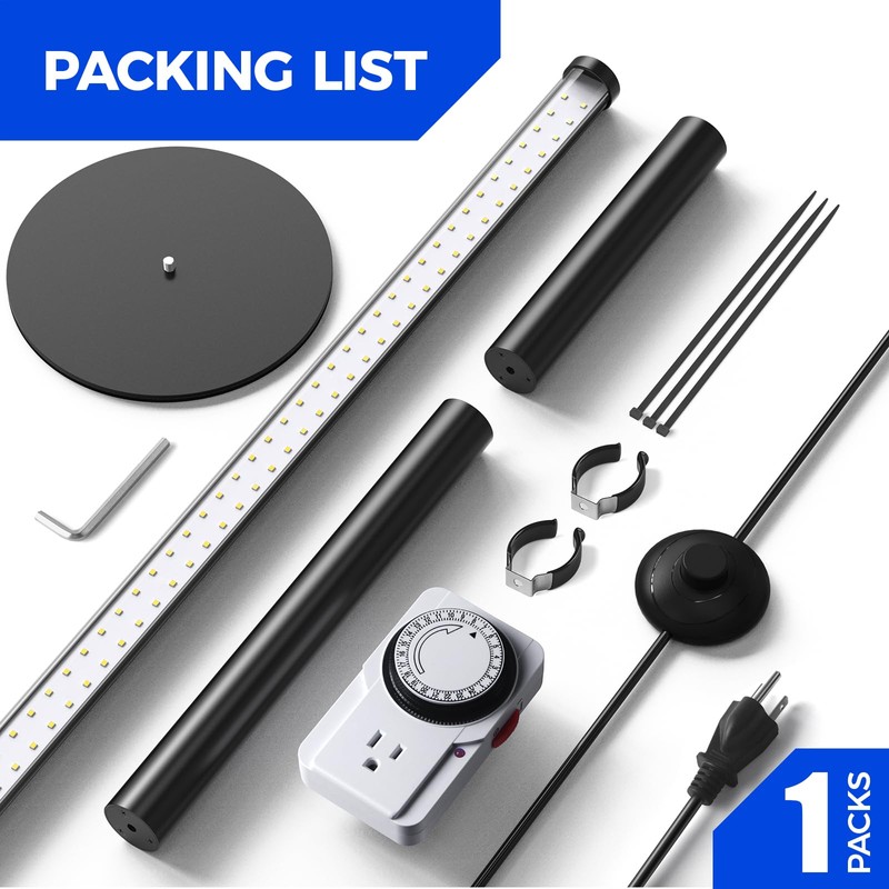 Barrina T10 Pro Standing Grow Light with Timer, 42W, 5000K,