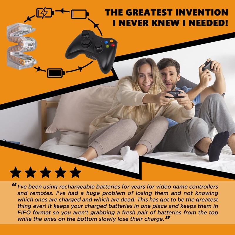 Battery Ladder (TM) Clear AAA Battery Holder/Storage - Vertical Organizer