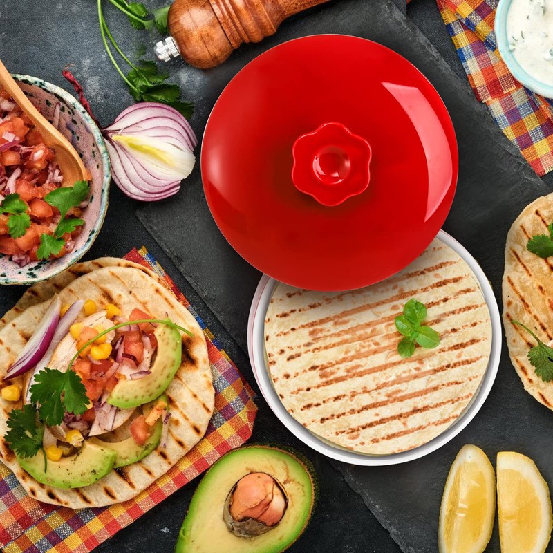 Lyellfe Ceramic Tortilla Warmer with Lid, 8.5 Inch Tortilla Server
