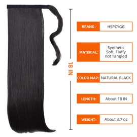 HSPCYGG Ponytail Extension Black Clip in Ponytails 16" 4.2 Oz Wrap Around Synthetic Women Hair Extension Del Pelo Girl Hair Piece Wig Fluffy Soft&Not Tangled