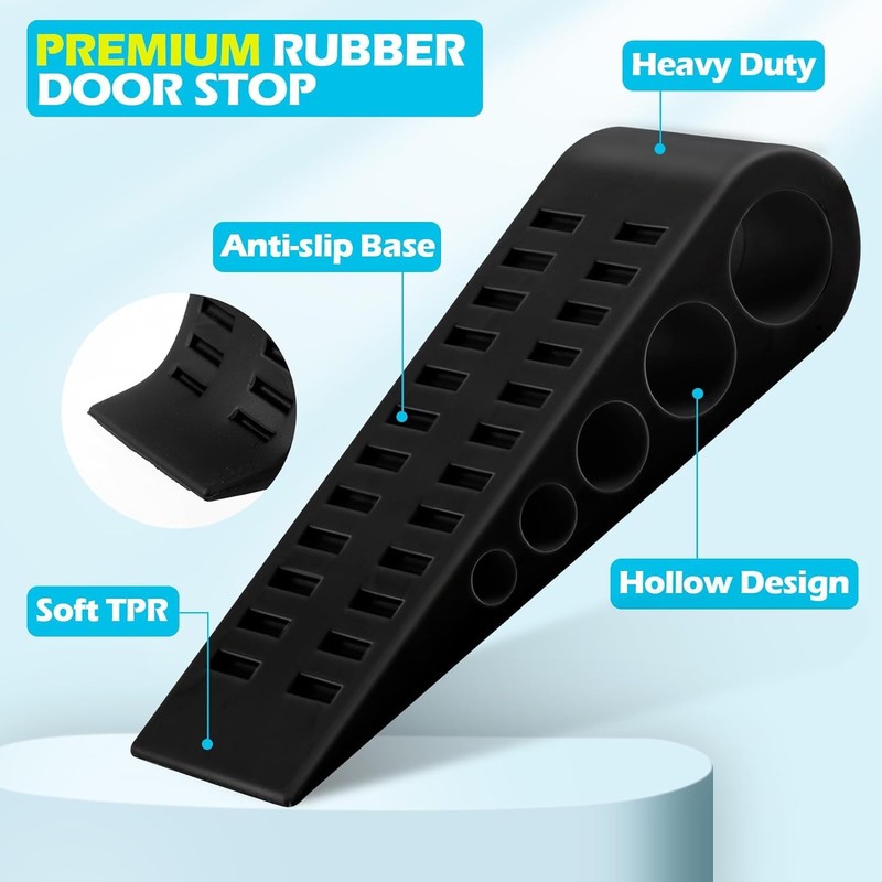 Rubber Door Stops Wedge with Holder,2Pcs Anti-Slip Rubber Door Stop