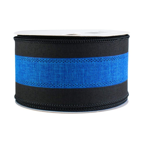 Black and Blue Wired Ribbon - 2 1/2" x 10 Yards, Police Support, Memorial Day, Law Enforcement Appreciation, Thin Blue Line Awareness, Birthday, Fundraiser, 4th of July, Christmas, President's Day