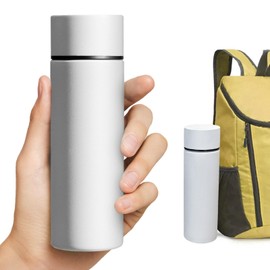 1 x Mini Stainless Steel Water Bottle, 150 ml Small Water Bottle, Small Mini Thermos Flask, Stainless Steel Small Mini Cute Coffee Bottle, for Outdoor, Work, School (White)