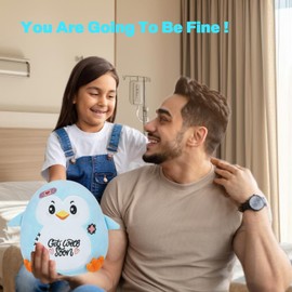 NIUBEHOHO Get Well Penguin Stuffed Animal - Get Well Soon Gifts Penguin Plush Heartwarming Design for Rehabilitation Kids' Gift 8 Inch Blue