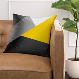 Emvency Throw Pillow Cover Contemporary Simple Modern Gray Yellow and Black Geometric Decorative Pillow Case Home Decor Square 20 x 20 Inch Pillowcase