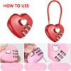 2 Pcs Pink Combination Lock, Red Heart Shape Padlock, Couple