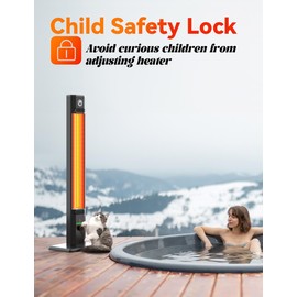 BALKO 42INCH Outdoor Heater, 9 Heat Levels & 540Min Timer, Child Safety Lock, IP65 Waterproof Garage Heater, 1500W Infrared Heating,Tip-Over & Overheat Protection, Patio Heaters for Outdoor Use Indoor