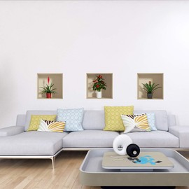 Sticker 3D Effect Wall Sticker Plants Wallpaper Decoration Optical Illusion Room and Living Room 30 x 90 cm