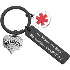 SEIRAA Medical Technician Jewelry Emergency Medical Technician Graduation Gift Paramedic Wife Keychain(black Paramedic keychain)