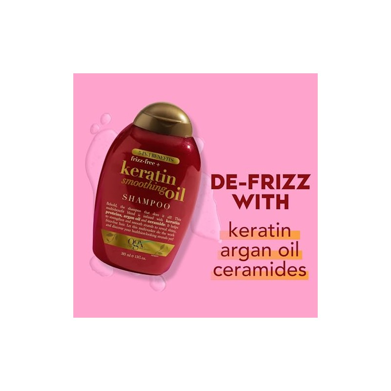 OGX Champú de aceite alisador sin frizz queratina, 5 en