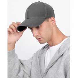 Dark Grey Cotton Baseball Cap for Men Women Adjustable Dad Hat Plain Cap Sun Protection Outdoor Sports Cap