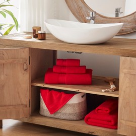 COZYART Luxury Red Bath Towels Set 3 Pcs, Cotton Hotel Large Towels for Bathroom, Thick Bathroom Sets of 3 with 1 Bath Towel, 1 Hand Towel, 1 Washcloth, 650 GSM