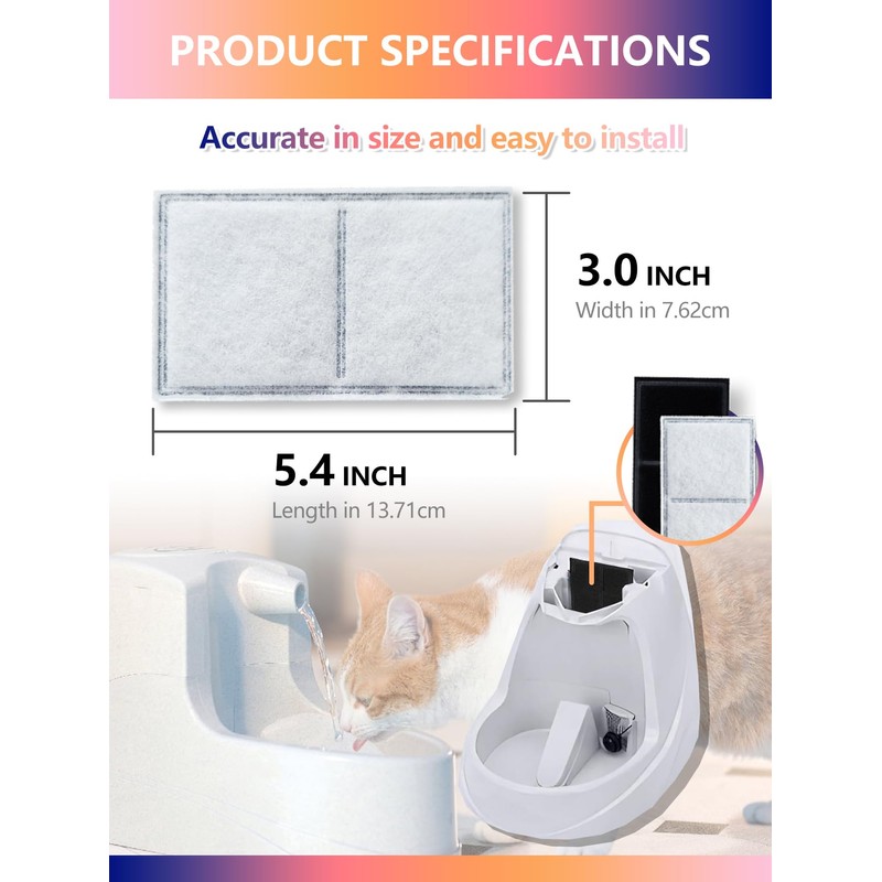 TOGGATH Cat Water Fountain Filter Compatible with PetSafe Drinkwell Platinum,