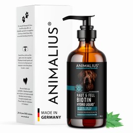 Animalius | Haut & Fell BIOTIN Liquid 500 ml | Für Hunde, Mit Zink, Biotin, MSM | Bei Juckreiz, Haarausfall, Fellwechsel, für glänzendes und Starkes Fell
