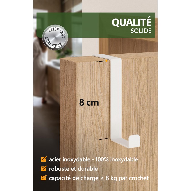 4smile Patère de Porte Multifonction 41 mm - Ensemble de