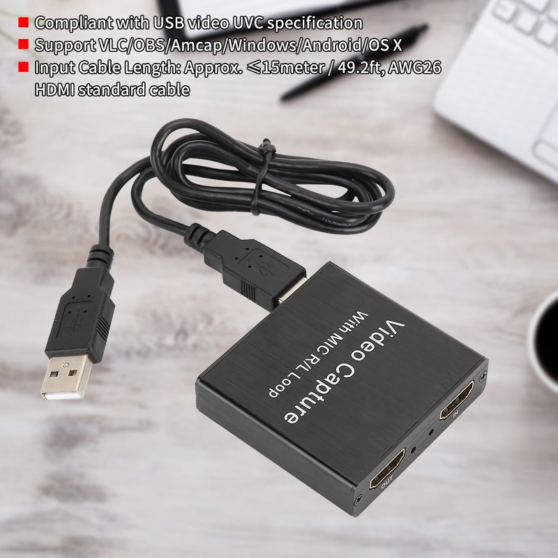 Video Capture Card USB2.0 HDMI Loop‑Out Support 4K Electronic Equipment