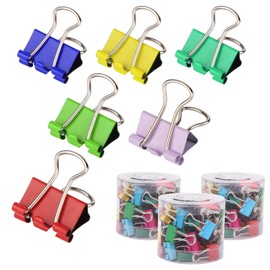 Pack of 180 Foldback Clips, Colourful 15 mm, Binder Clips, Foldback Clip, Small Mini Paper Clips, Paper Clips, Metal Binder Clips, Binder Clips, Document Clips for Stationery, Paper, Office Supplies