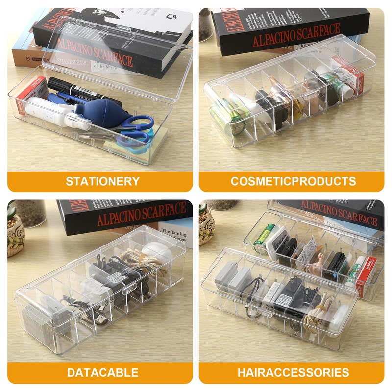 Clickinline 2 Pack Cable Organiser Box, Cable Tidy Box With