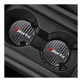 NYTKL 2 PCS Car Cup Holder Coaster, 2.76 Inch Waterproof Carbon Fiber Non-Slip Cup Holder Insert Coaster, Automotive Sports Racing Embedded Drink Bottle Pad for Most Vehicles (Black, Sports)