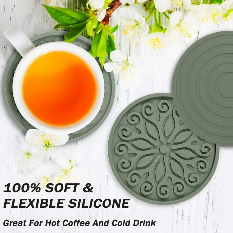 Silicone Coasters for Drinks,Resistant Reusable Drink Coasters-Great Gift for Birthday,
