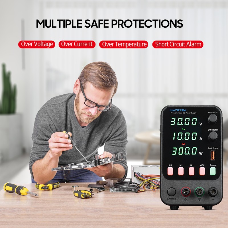 WANPTEK Bench DC Power Supply Variable 30V 10A Digital Display