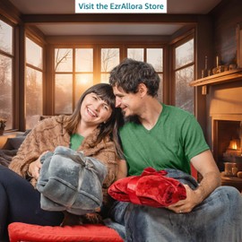 EzrAllora Premium Double Layer Foot Pocket Blanket with Marsupial Pocket - Dorm Gifts - TV Throw - Gifts for Men Who Want Nothing - Gifts for Dad - Lap Gamer Blanket (Fleece, Powder Pink)