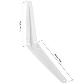 KEILEOHO 24 Pack 10 x 12 Inches Shelf Brackets, Heavy Duty Metal Wall Corner Angle Shelf Brackets with Screws, L Bracket Supports for Hanging Shelves, White