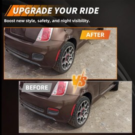 MOTRUM Rear Bumper Reflector Compatible with Fiat 500 2012-2017, [DOT] [IP67 Waterproof] Rear Bumper Reflector Housing [No Bulbs], Replace OEM #68154575AA, 1 Pair, Smoked Lens