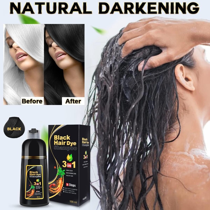 Cosmpro Black Hair Dye Shampoo for Women Men 3 in