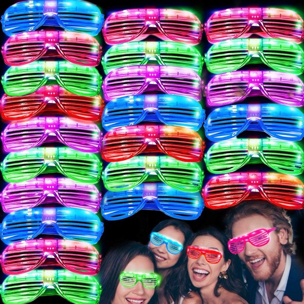 50 Pack LED Glasses Light Up Party Glasses Halloween Glow In The Dark Party Supplies Shutter Shades Neon Flashing Glasses Carnival Sunglasses Party Favors Toys Birthday Wedding Party Accessories