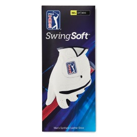 PGA TOUR Men's SwingSoft Synthetic Leather Golf Glove for Left Hand, White, Worn on Left, X-Large