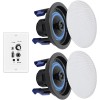 Herdio 2X4" Bluetooth Kitchen Ceiling Speakers 160W +Wall USB Amplifier
