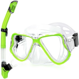 Greatever Dry Snorkel Set,Panoramic Wide View,Anti-Fog Scuba Diving Mask,Professional Snorkeling Gear for Adults