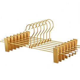 Gold Pants Hangers with 2-Adjustable Clip,Skirt Hangers Metal Clip Hanger for Clothes Shorts Trouser