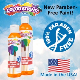 Colorations Paraben-Free Liquid Watercolor Paint Tropical Colors, 8 oz. Bottles - Set of 8, Non-Toxic and Made in The USA