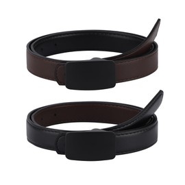 Monopa Reversible Kids Belts for Boys - Black Boys Leather Belt Youth Toddler Dress Belt with Square Buckle(Black Buckle/Black+Coffee,80cm)