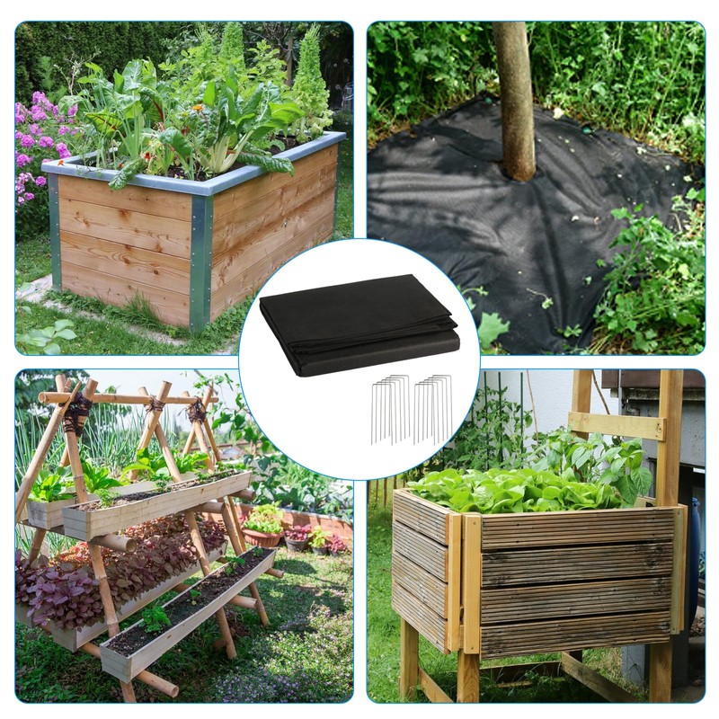 SGYKJ Black Planter Liner,160x210cm Large Plant Grow Bags+10 Nails