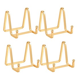 Easel Stand Plate Stand Metal - Pack of 4 Plate Stands - Decorative Plate Holder - Decorative Plate Holder - 3 Inch Iron Easel for Plates | Photo | Books | Picture | Picture | Picture Frame - Gold