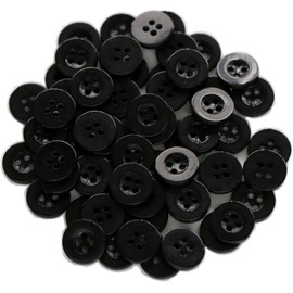 GANSSIA 300pcs 1/2 Inch (12.5mm) Small Size Round 4 Holes Buttons Black Color Button for Sewing Clothing or DIY Crafts Projects Gift