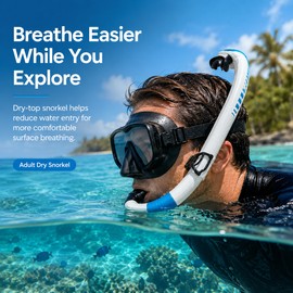 Dry Snorkel for Adult Swimming & Diving – Splash Guard Tube with Top Valve for Snorkeling and Open-Water Use