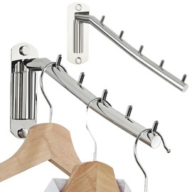 Alise Wall Mounted Drying Rack,Swivel Clothes Drying Rack Stainless Steel,Space Saving Clothes Hanger Rack,Heavty Duty Clothes Wall Drying Rack for Laundry Closet Bathroom,Polished Chrome,2 Pack