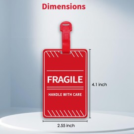 MEDMAX 2 Pack Fragile Luggage Tag with Name ID Card, Handle with Care Travel Tag for Luggage Suitcase or Bags, Easy to Spot