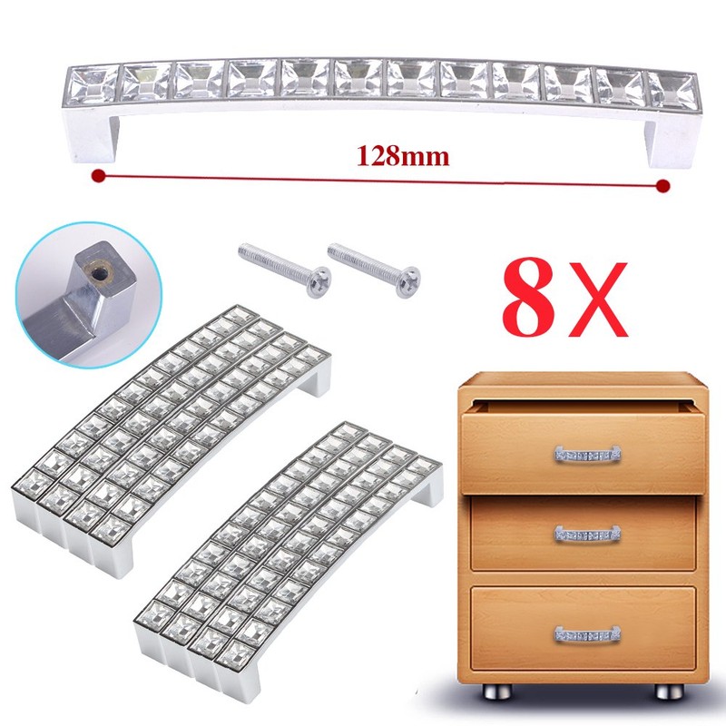Reelva Pack of 8 Europe Style Square Clear Crystal Rhinestone