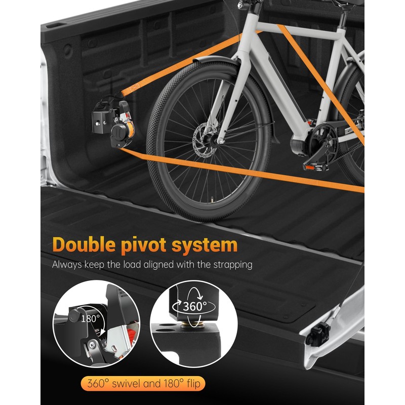 Dual-Pivot Retractable Truck Bed Ratchet Straps for Ford F150 97-14,