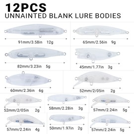 357pcs DIY Fishing Lure Making kit with unpainted Lure Blanks, Eyes, Stickers & Treble Hooks - Complete Fishing Lure Making Supplies for Crafting Your own Fishing Lures