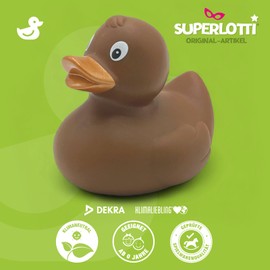 SUPERLOTTI Squeaky Duck Renate Rainbow Brown, an Original Bath Duck, Quality Brand for Children Only Real in the Apple Box