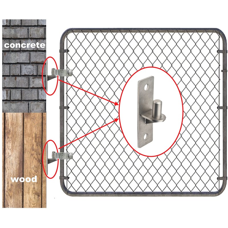 Wall Mount Flat Back Gate Hinges, 2 Pack, Wood Fence
