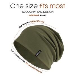 FURTALK Slouchy Beanie for Men Women Breathable Cotton Summer Beanie Unisex Running Sleeping Skull Caps Chemo Headwear, Black+Light Grey+Olive Green