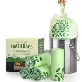 Small Compost Bags 2.6 Gallon with Handles, AYOTEE Small Compostable Trash Bags 100 Count Biodegradable Trash Bags/10 Liter Trash Bags, Thick 2.6 Gallon Compostable Bags for Kitchen Compost Bin